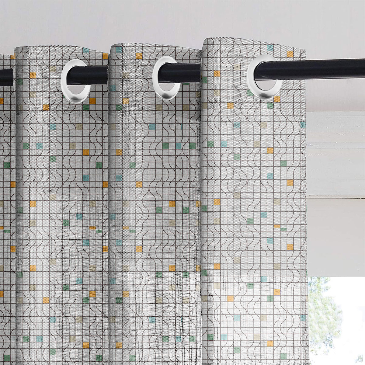 Mint Mosaic Sheer Curtain